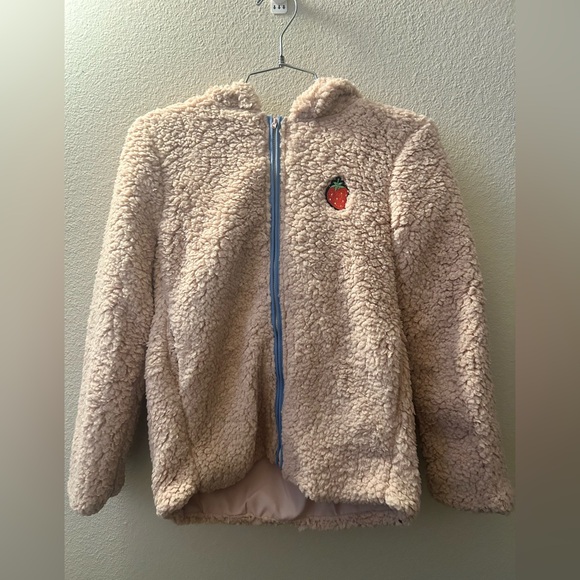 Hayden Girls Other - NWT Hayden Girls Pink Fleece Hooded Jacket with Strawberry Patch Size 13/14